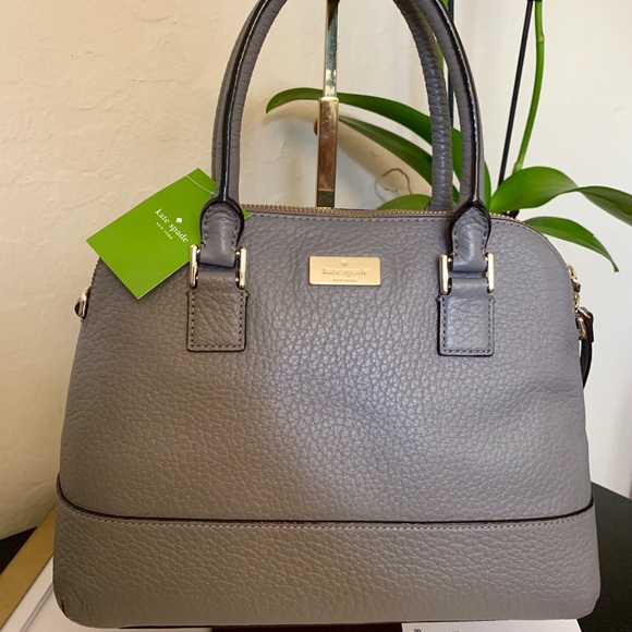 Gray Pebble Leather Kate Spade Crossbody Purse - Picture 2 of 8